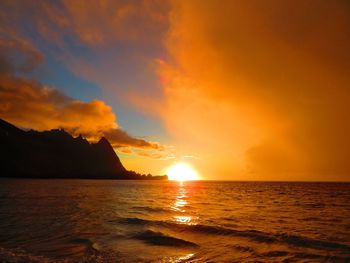 Scenic view of sea against sky during sunset
