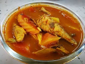 Close-up of soup in bowl