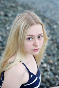 Close-up portrait of beautiful teenage girl