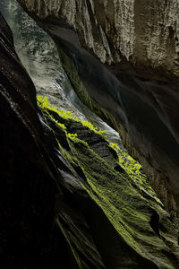 Close-up of water flowing through rocks