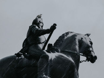 Low angle view of horse statue