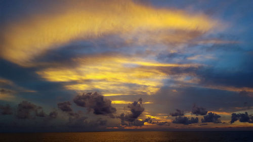 Scenic view of sea against sky at sunset