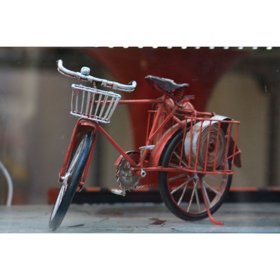 transfer print, auto post production filter, wood - material, metal, close-up, bicycle, focus on foreground, old, no people, day, wall - building feature, abandoned, outdoors, still life, wheel, built structure, selective focus, building exterior, rusty, wooden