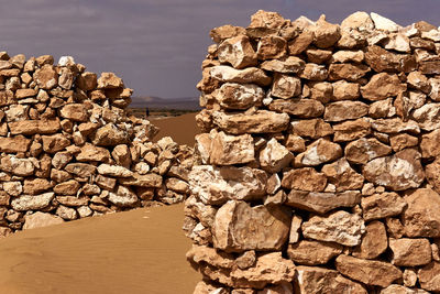 Close-up of stack of rocks