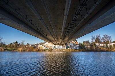 Bridge over river against sky