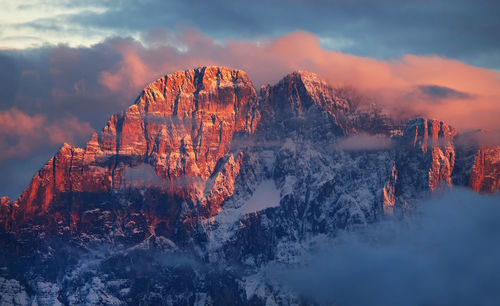 Panoramic view of snow covered mountain