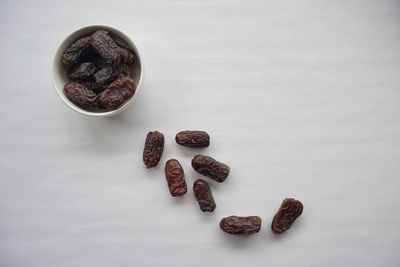 High angle view of coffee beans on table