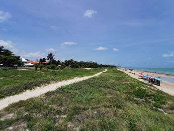 Scenic view of land against sky