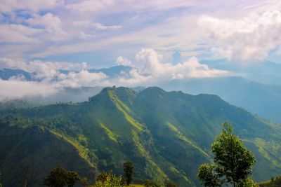 Scenic view of mountains against sky