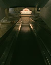 High angle view of illuminated staircase in building