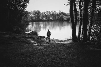 Scenic view of lake in forest