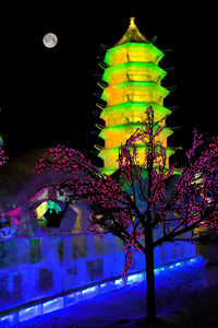Low angle view of illuminated firework display at night