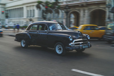 Vintage car on city street