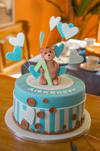 Close-up of cake on table