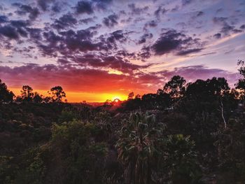 Scenic view of landscape against sky at sunset