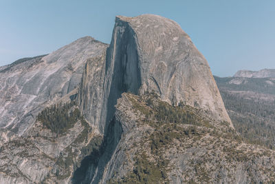 View of rock formation against clear sky