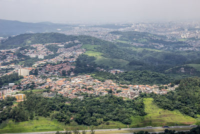 High angle view of townscape against sky