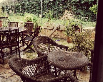 Chairs and table in basket