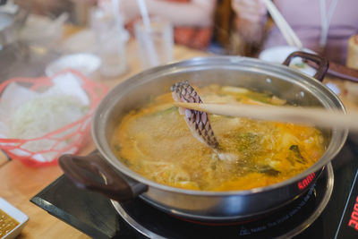 Close-up of soup in bowl