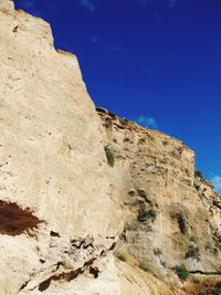 Low angle view of rock formations against sky