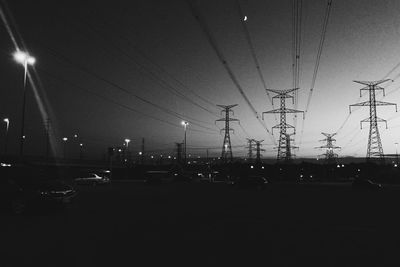 Electricity pylon at night