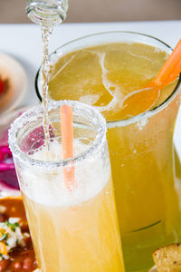 Close-up of drinks on table