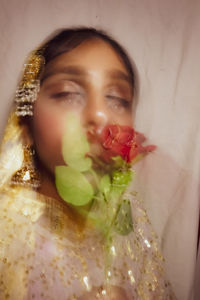 Close-up portrait of a young woman
