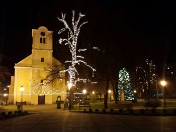 Illuminated street light at night