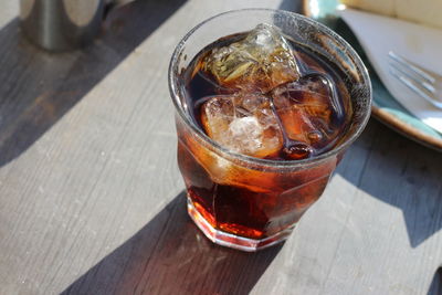 Close-up of drink in glass on table