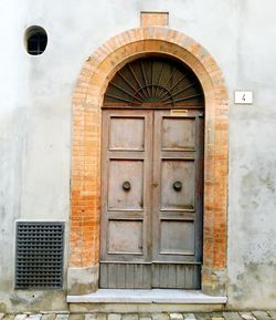 Closed door of house