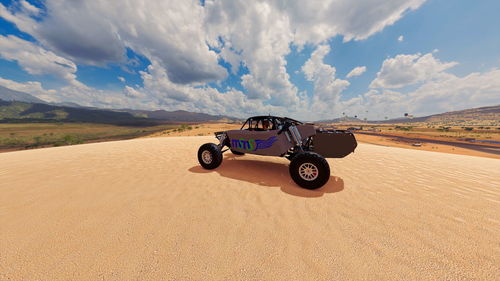 Vintage car on desert land