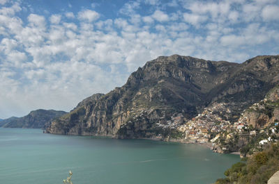 Scenic view of bay against sky