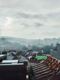 High angle view of townscape against sky