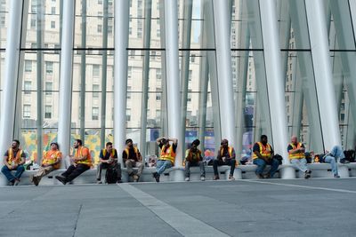 Group of people in modern building