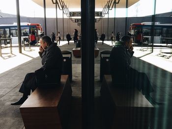People sitting in train