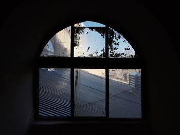 Building seen through window