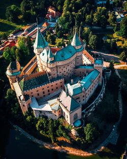 High angle view of buildings in city