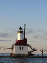 Evening look at one of many lighthouses found along the coasts of the great lakes in michigan.