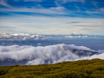 Scenic view of landscape against cloudy sky