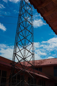 Low angle view of water tower against sky