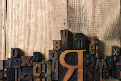 Full frame shot of text on wood