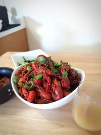 Close-up of food in bowl on table