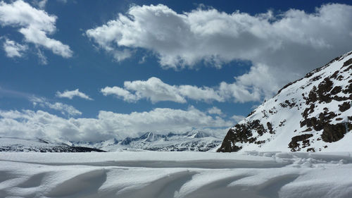 Scenic view of landscape against sky during winter