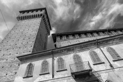 Low angle view of old building against sky