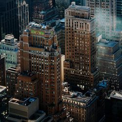High angle view of buildings in city