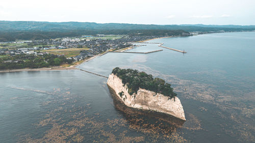 High angle view of sea against sky