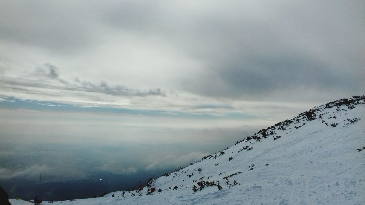 snow, winter, weather, nature, cold temperature, cloud - sky, beauty in nature, tranquility, sky, scenics, tranquil scene, mountain, outdoors, day, no people, landscape, snowcapped mountain, mountain range