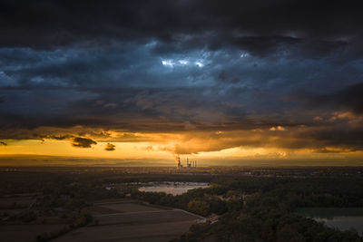 Scenic view of dramatic sky during sunset