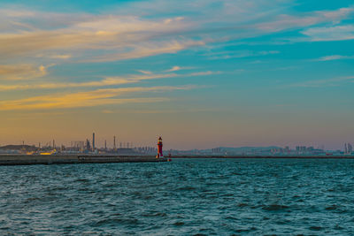 Scenic view of sea against sky during sunset