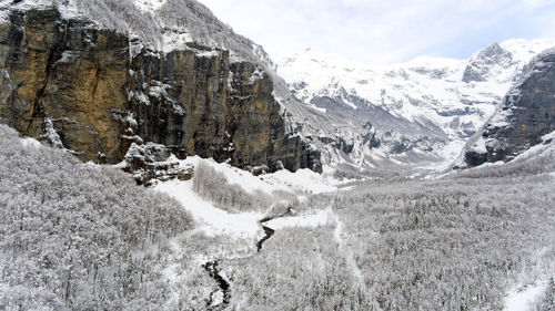 Scenic view of snow mountains against sky